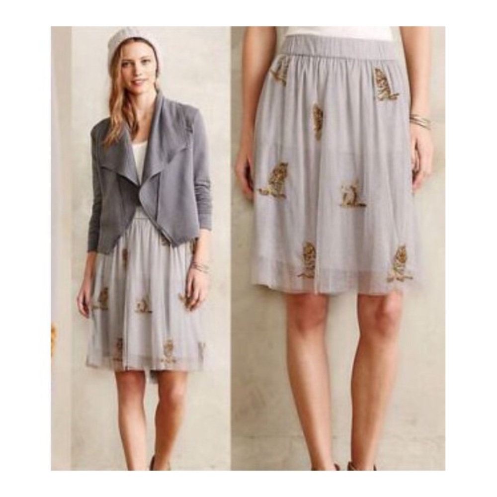Anthropologie Beaded Tulle Skirt